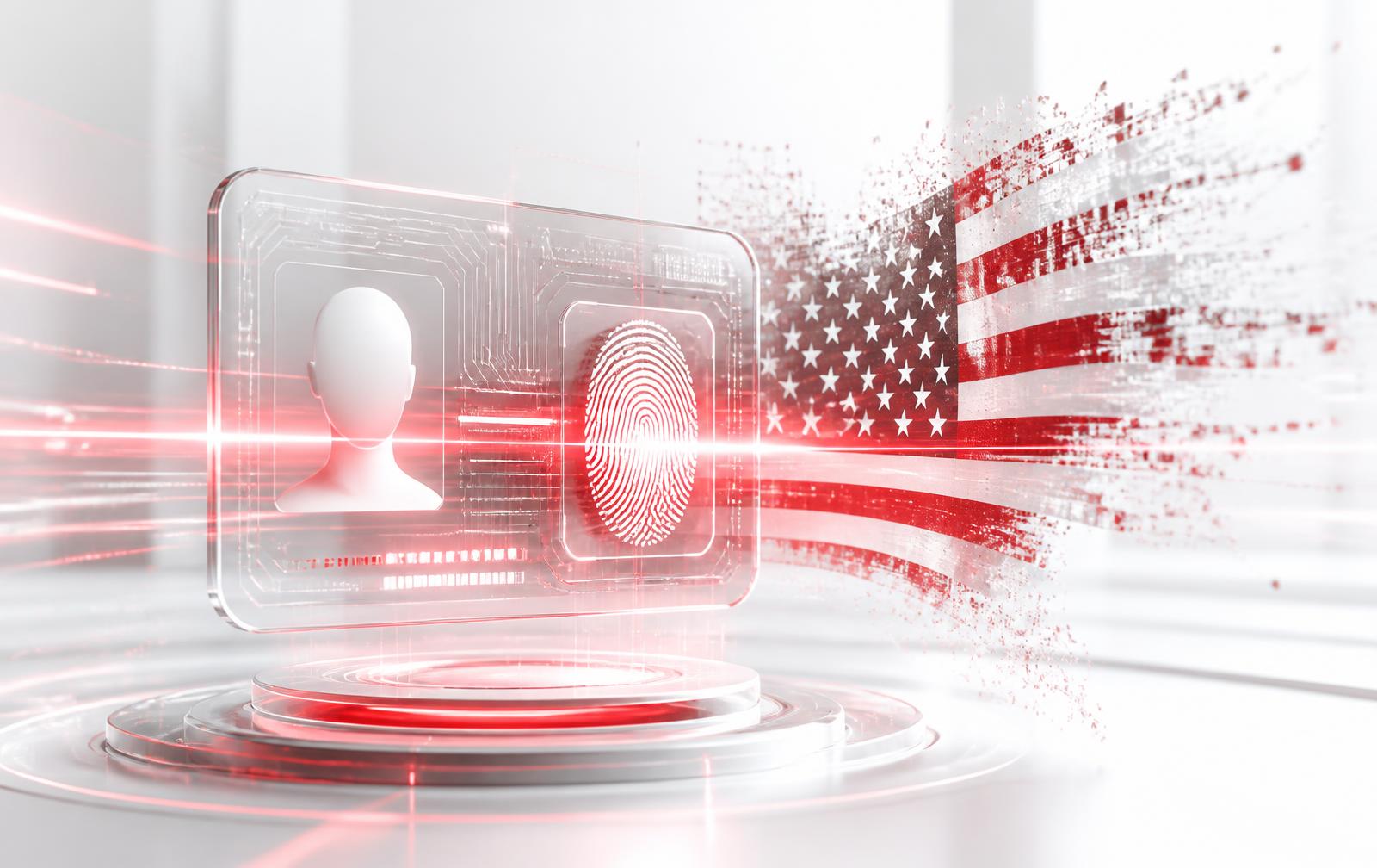 Digital identity verification with US flag data particles