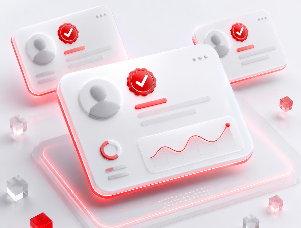 Verified account dashboards with red verification badges